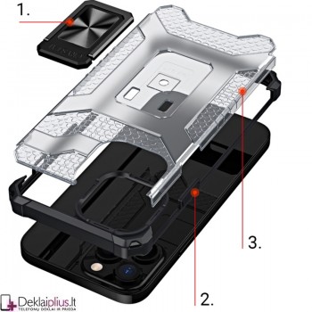 Permatomas 4in1 dėklas - stovas (telefonui Apple Iphone 13 Pro)